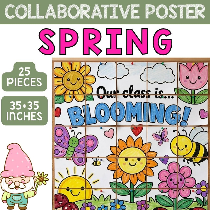 Spring Collaborative Poster Coloring Craft Classroom Activity ...