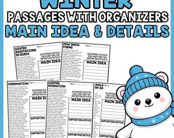 Winter Main Idea With Supporting Details Non-fictional Passages With Graphic Organizers And Answer Keys For Grade 2-6