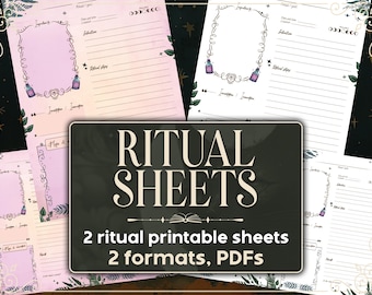 Druckbares Ritual Sheet - Grimoire de Sorcières, 2 Versionen & 2 Formate | Druckbare PDF - Sorcellerie et Magie