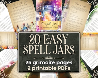 20 Zaubergläser mit Zutaten von zu Hause Wunderschönes Grimoire zum selbst ausdrucken