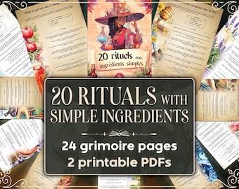 20 magische Rituale mit einfachen Zutaten, druckbares Hexen-Grimoire mit Ritualen zu verschiedenen magischen Themen