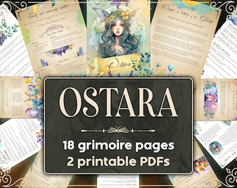 Ostara, wunderschöne Grimoireseiten für Ostara Sabbat Buch der Schatten, 18 Seiten
