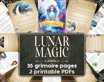 Mondmagie, 35 Seiten druckbares Grimoire, komplette Anleitung zur Mondmagie, Buch der Schatten