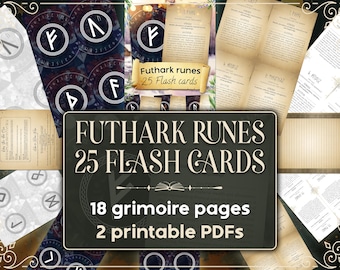 Futhark Runes - 25 Karteikarten zum Erlernen der Runen