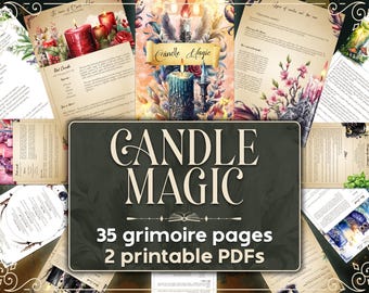Kerzenmagie, druckbares Grimoire, 35 Seiten, kompletter Ratgeber für die Kerzenmagie mit 5 Ritualen. Kerzenfarbe Entsprechungen,Bedeutung...
