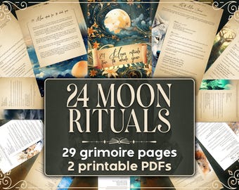 24 Vollmond- & Neumond-Rituale für das ganze Jahr, druckbares Grimoire