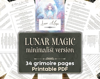 Mondmagie, 35 Seiten druckbares Grimoire, komplette Anleitung zur Mondmagie, Buch der Schatten - minimalistische Version