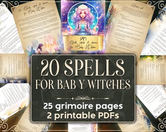 20 Zauber, Amulette, Rituale für Baby Hexen - Wunderschönes Grimoire zum Ausdrucken