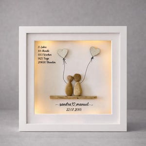 Personalized stone picture for a silver wedding anniversary – with LED lighting – gift for the 25th wedding anniversary