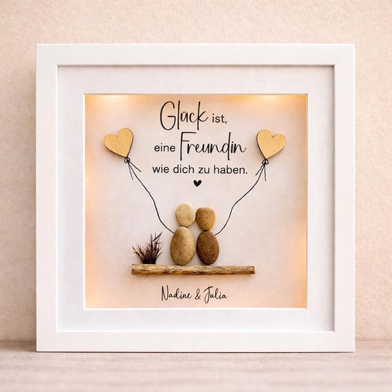 Personalisiertes Steinbild Freundschaft – Geschenk für beste Freundin – liebevolles Unikat