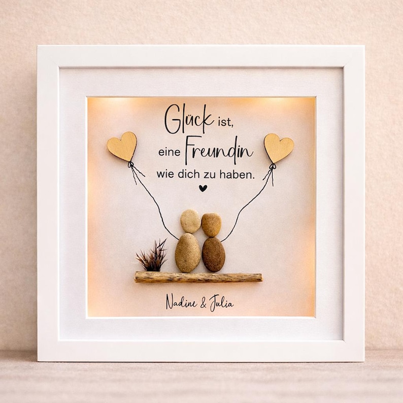 Personalized stone picture of friendship – gift for best friend – lovingly unique piece image 1