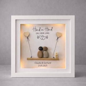 Personalized stone picture for weddings – with lighting – handmade unique piece for couples image 1