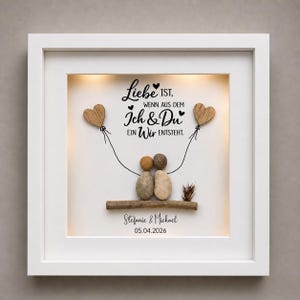 Personalisiertes Steinbild - Hochzeitsgeschenk – mit LED Beleuchtung – Hochzeitsgeschenk Brautpaar – Unikat