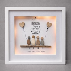 Personalized stone family picture – with light – loving family gift as wall decoration