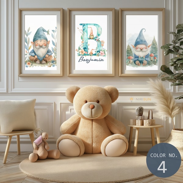 personalized name Prints| nursery Wall Art, Boho, Baby girl Nursery Wall Art| Watercolor Gnomes| custom name sign baby | Wall Decor Gift