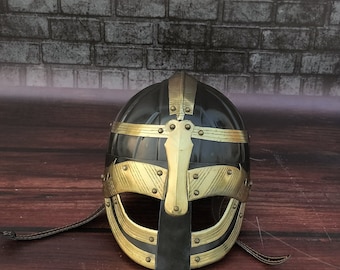 Norman Viking Helmet: Brown Finish Medieval SCA Costume