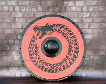 Personalized, Medieval Round Dragon Shield, Authentic Viking Wooden Shield, Historical Era Valhalla shield, Shield for Battle, Best For Gift