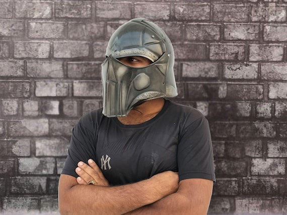 Medieval Knight Skull Helmet - Black Steel Warrior Helmet LARP Role Play Costume