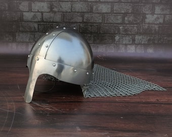 Steel Chainmail Norman Helmet: Medieval Knight Armour, LARP
