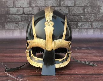 Viking Vended Helmet: Medieval SCA Lerp Costume, Brown Replica