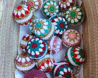 Handmade crochet Christmas tree ornament balls - Gift - Christmas - Decoration.