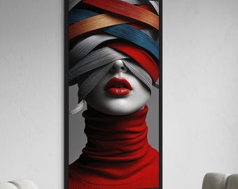 Bold Lips Canvas Print: Modern Woman Portrait, Luxury Fashion Decor