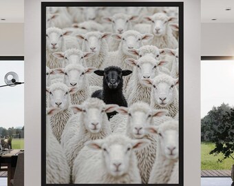 Impression sur toile mouton noir : décoration d'intérieur moderne, art motivant