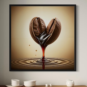 Coffee wall art for kitchen or coffee bar decor Modern coffee bean canvas print gift Abstract coffee canvas wall art for modern interior