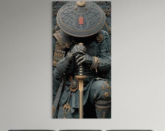 Samurai muurkunst canvas Japanse krijger kunstwerk Katana-poster