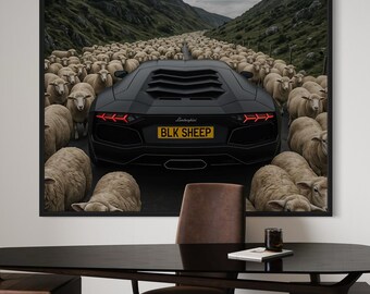 Lamborghini Canvas Print: Black Sheep Supercar Wall Art - Etsy