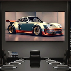 Large Porsche canvas wall art for garage decor Unique car gift Porsche canvas print Classic car racing poster for office or living room