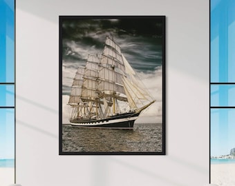 Vintage Tall Ship Canvas Print: Nautical Ocean Wall Art