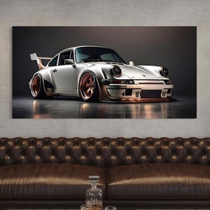 Large Porsche canvas wall art for luxury office decor Classic Porsche 911 wall print for man cave Modern Porsche artwork for living room
