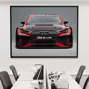 アウディRS3のウォールアート、スポーツカーのキャンバスプリント、高級車のポスター、スーパーカーのアートワーク