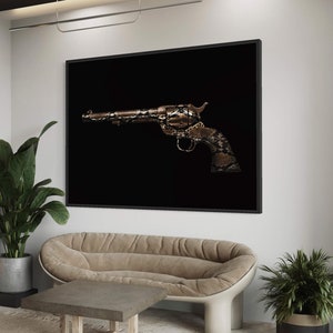 revolver on table drawing