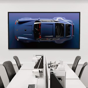 Car canvas painting Large wall art for car lovers man cave decor Blue porsche wall art canvas print Luxury car poster sports car decor
