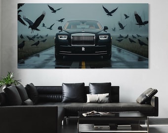 Póster de lujo de coche negro con impresión en lienzo del Rolls Royce Phantom