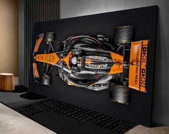 Lienzo impreso del McLaren F1: Decoración de pared con diseño de coche de carreras de Fórmula 1