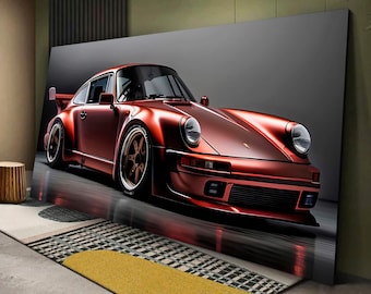 赤いポルシェのアートワークキャンバスプリント高級車の壁アート自動車の壁の装飾