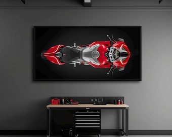 Quadro da parete Ducati, stampa su tela di una moto sportiva rossa, opera d'arte motociclistica