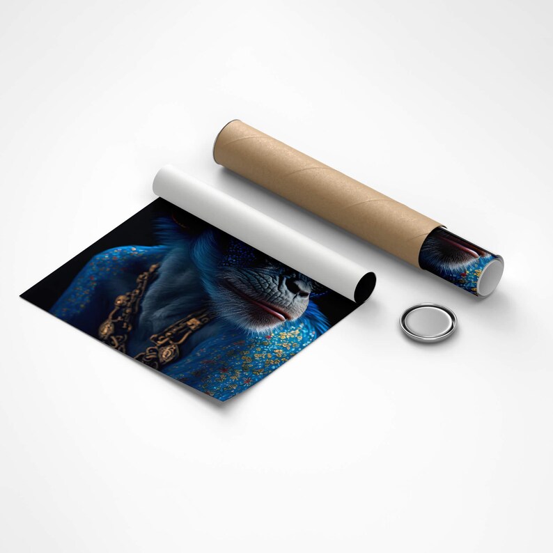 Blue Monkey Poster Pop Art Animal Canvas for Hallway Decor Trendy Large