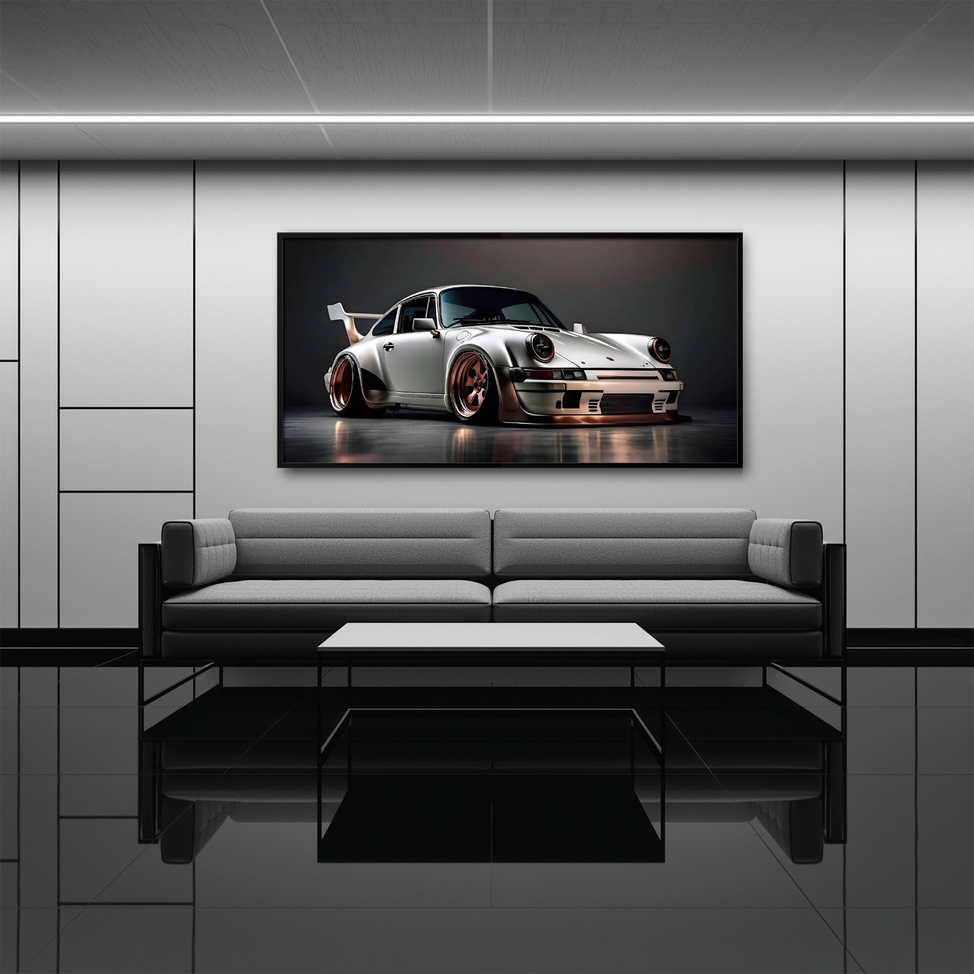 Porsche 911 Wall Art Canvas Print Silver Sports Car Poster Modern