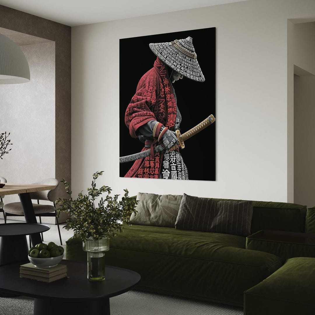 Samurai Wall Art Warrior Canvas Print Red Katana Poster Japanese Art - Etsy