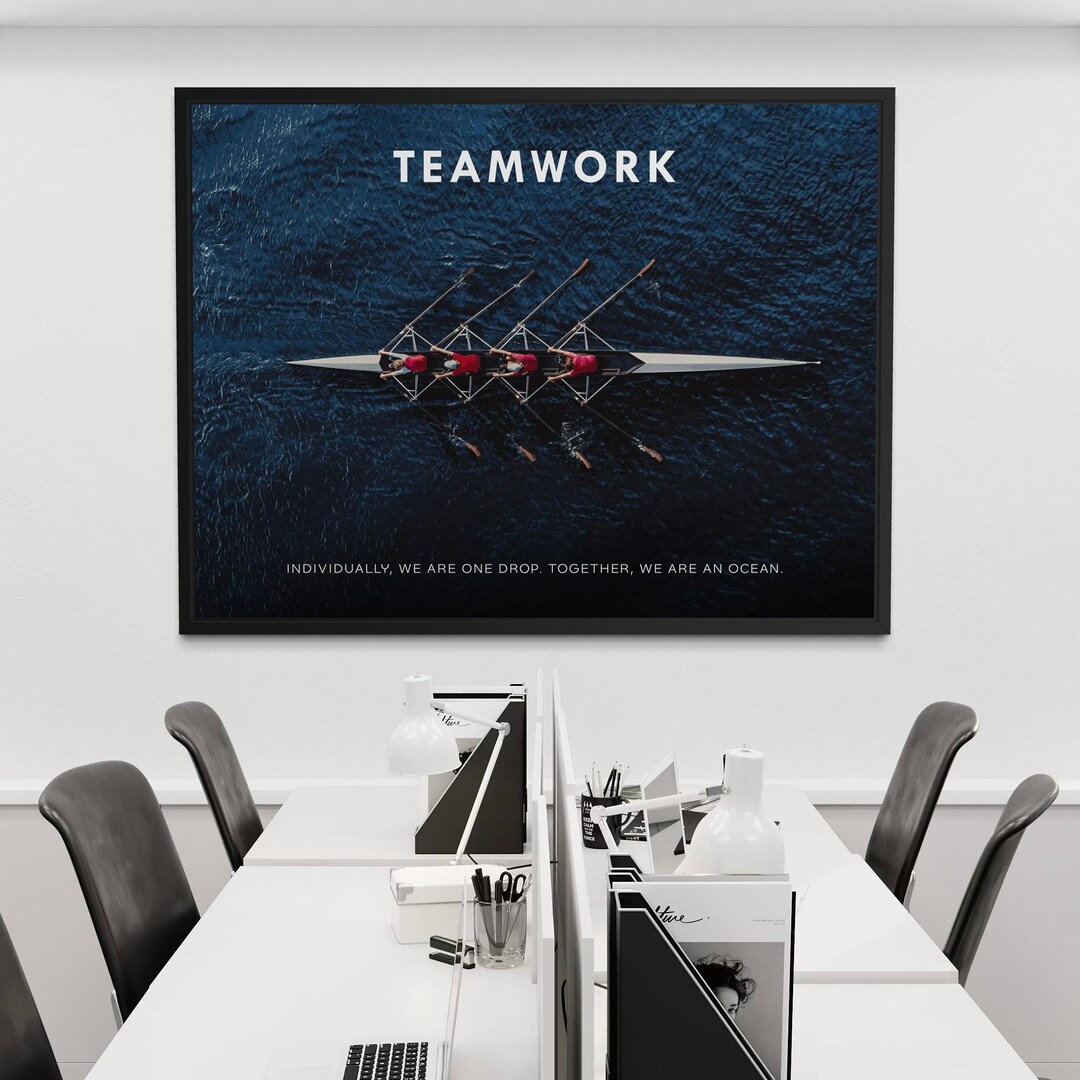 Teamwork Wall Art Rowing Canvas Print Motivational Office Decor ...
