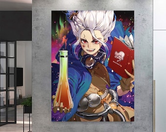 Dr. Stone Anime Canvas Print: Senku Ishigami Colorful Wall Art