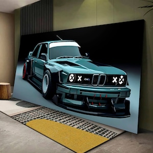 BMW Rennauto Poster für Garage Dekor BMW Rennauto Poster für Männer Höhle Auto Wand Kunst für Männer Geschenke