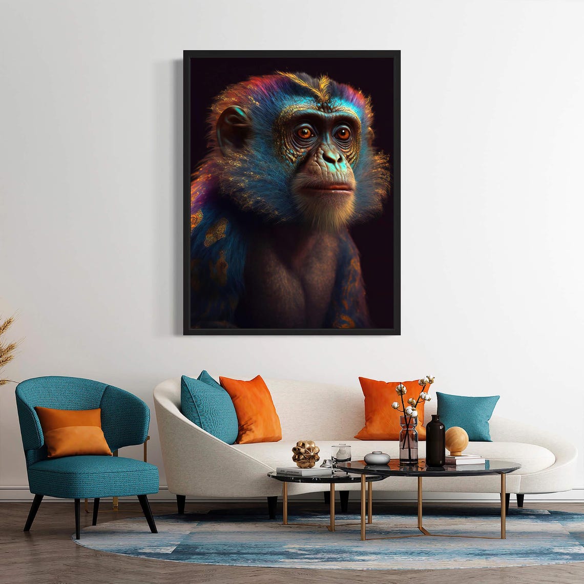 Funky Monkey Canvas Poster for Bedroom Pop Art Animal Canvas for