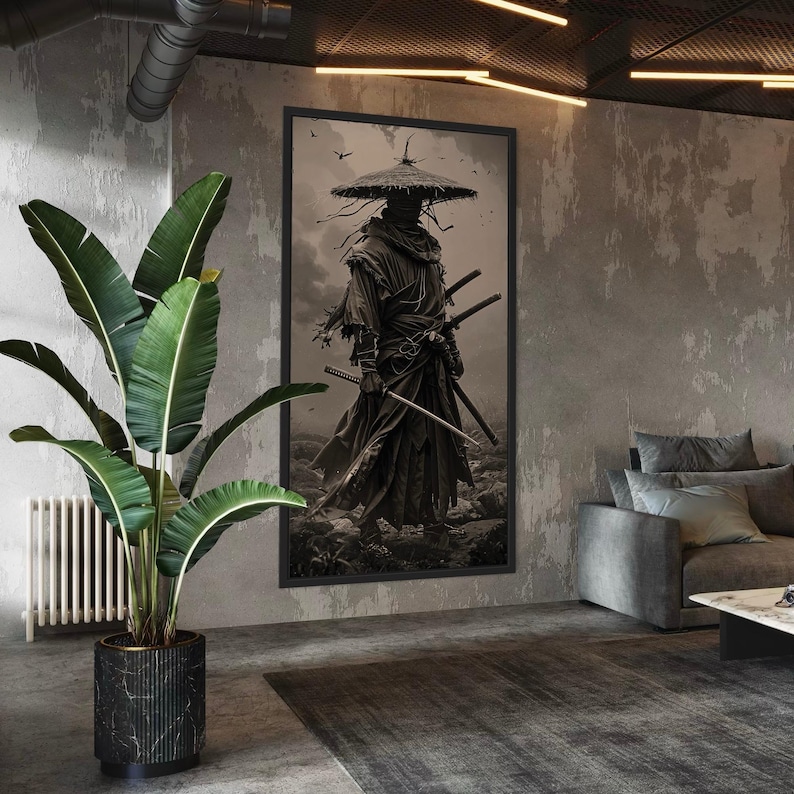 Japanese Samurai Wall Art Ronin Warrior Canvas Print Modern Artwork - Etsy