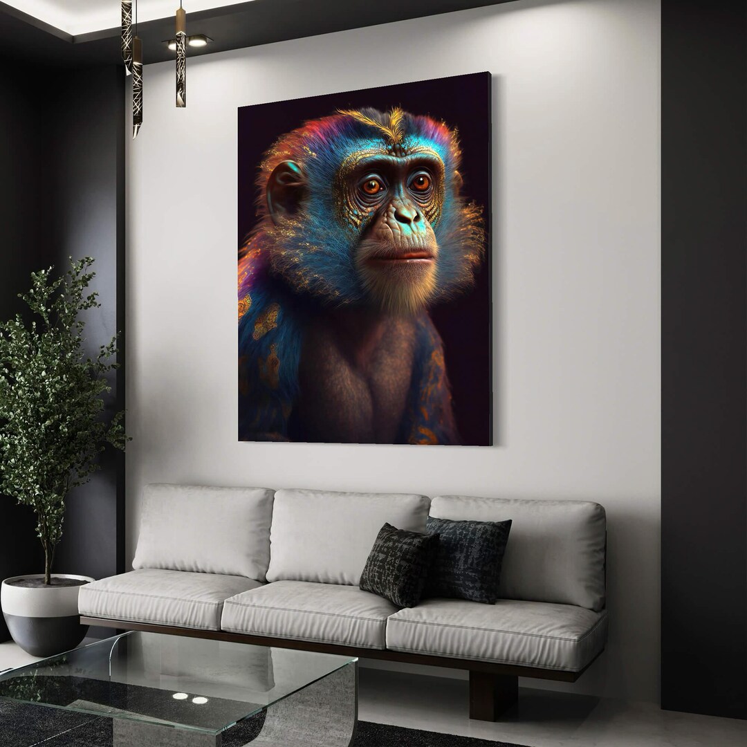 Funky Monkey Canvas Poster for Bedroom Pop Art Animal Canvas for