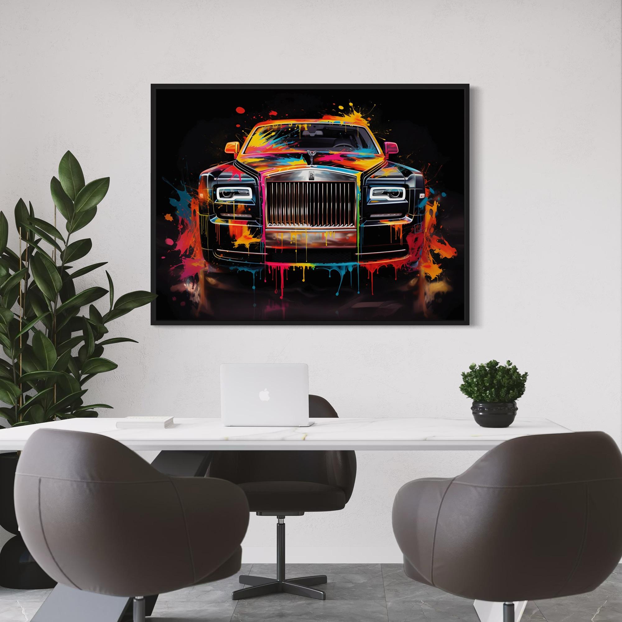 Rolls Royce Graffiti Canvas Art: Pop Art Car Print, Luxury Auto